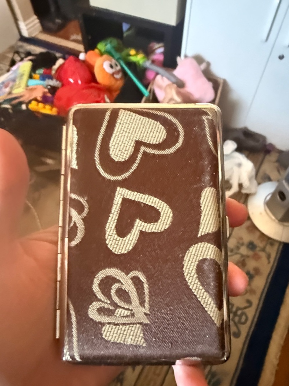 Brown Heart Pattern Phone Wallet Case - Unbranded